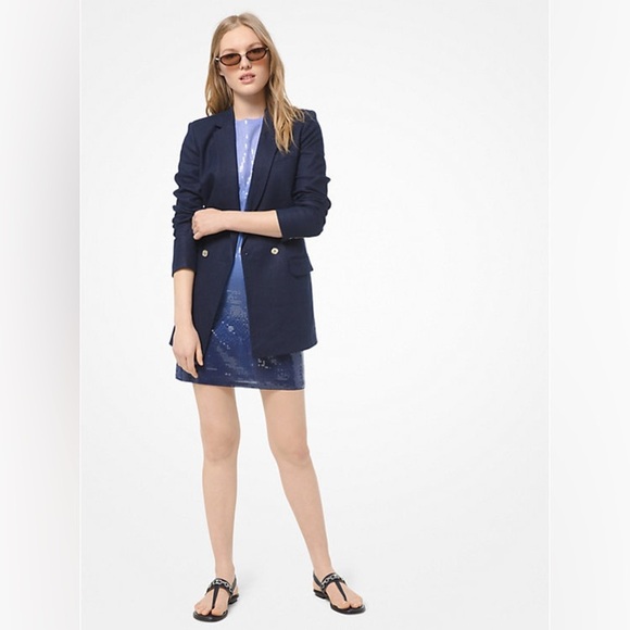 MICHAEL MICHAEL KORS SEQUIN GRECIAN BLUE OMBRÉ DRESS SZ M NWOT - Picture 7 of 11